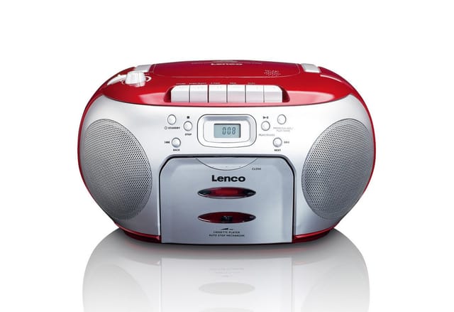 Lenco SCD-420RD - Portable FM Radio CD- Cassette player - FM - Stereo - Rot