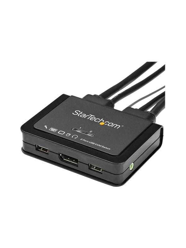StarTech.com 2 Port USB 4K60Hz DisplayPort KVM Switch with Built-In Cables - KVM / audio switch - 2 ports