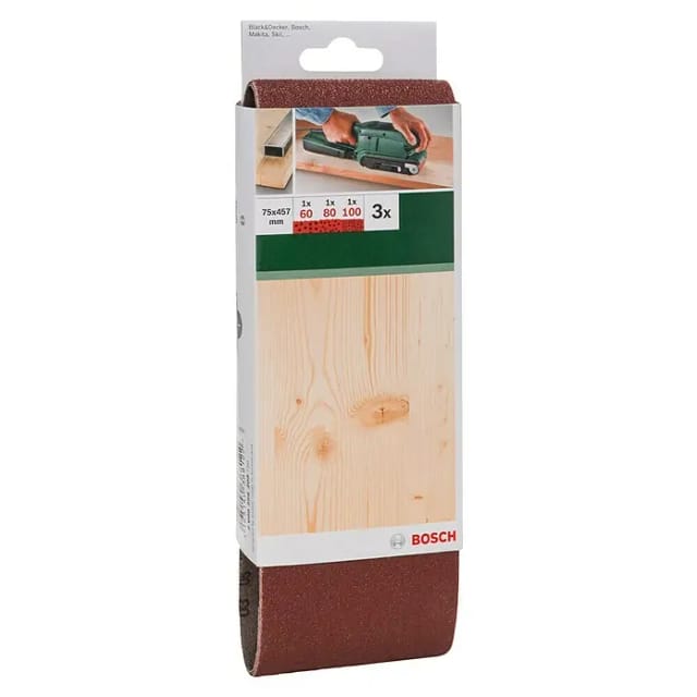 Bosch SLIBEBÅNDSÆT 75X457MM R:W U/HUL 3STK