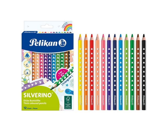 Pelikan Buntstifte SILVERINO, dreieckig, dick, 12 Farben