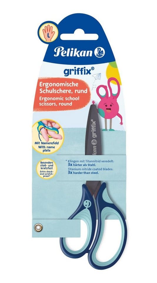 Pelikan Universalschere griffix Schere Blau links auf Blisterkarte