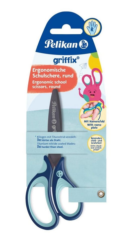 Pelikan Universalschere griffix Schere blau Rechtshändermodell auf Blisterkarte
