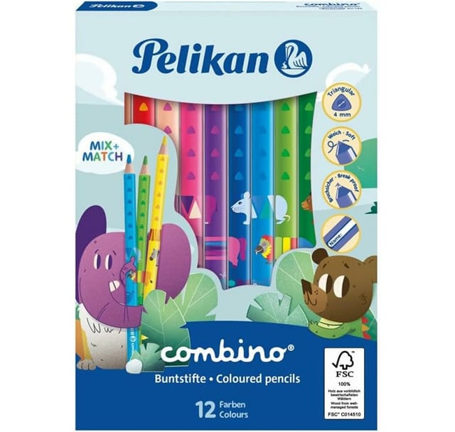 Pelikan Buntstifte combino® dreieckig, dick, 12 Farben