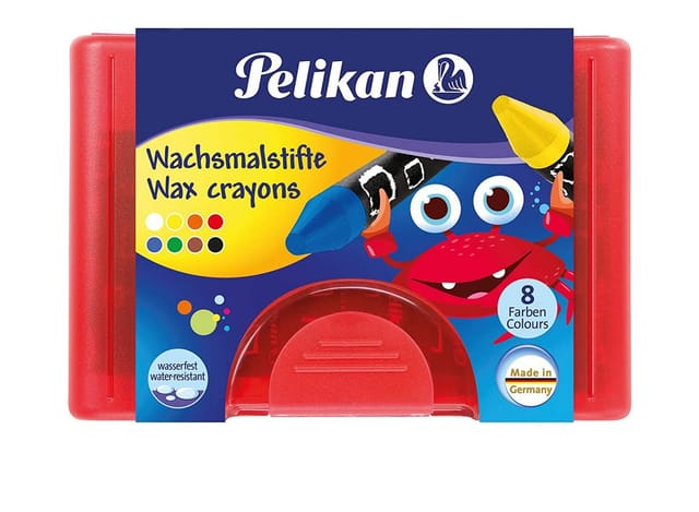 Pelikan Wachsmalstift 665/8, rund, 8 Farben, Box mit 8 Stück + 1 Schaber