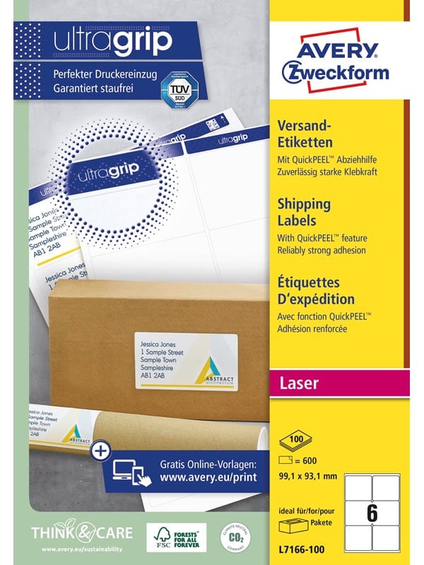 Avery Shipping labels for parcels UltraGrip