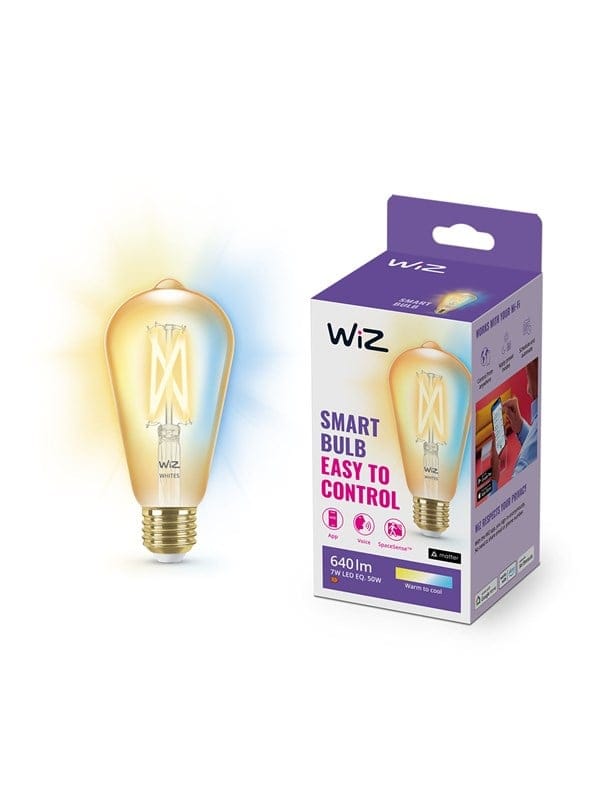 WiZ Tunable ST64 E27 Amber Smart Filament Bulb - Dimmable warm-to-cold White LED