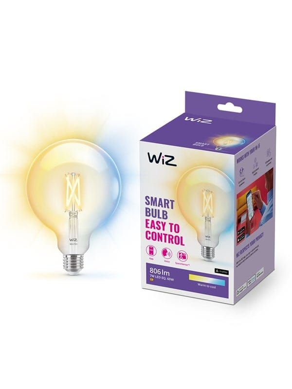 WiZ Tunable G125 E27 Smart Filament Globe Bulb - Dimmable warm-to-cold White LED
