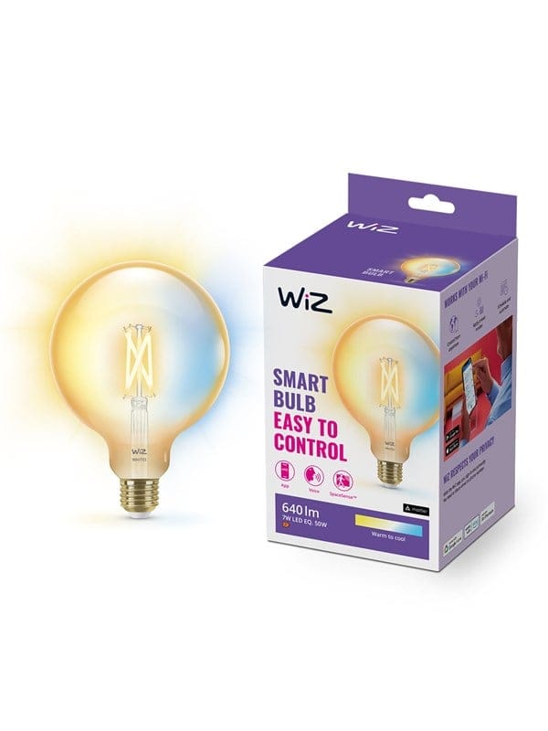 WiZ Tunable G125 E27 Amber Smart Filament Globe Bulb - Dimmable warm-to-cold White LED