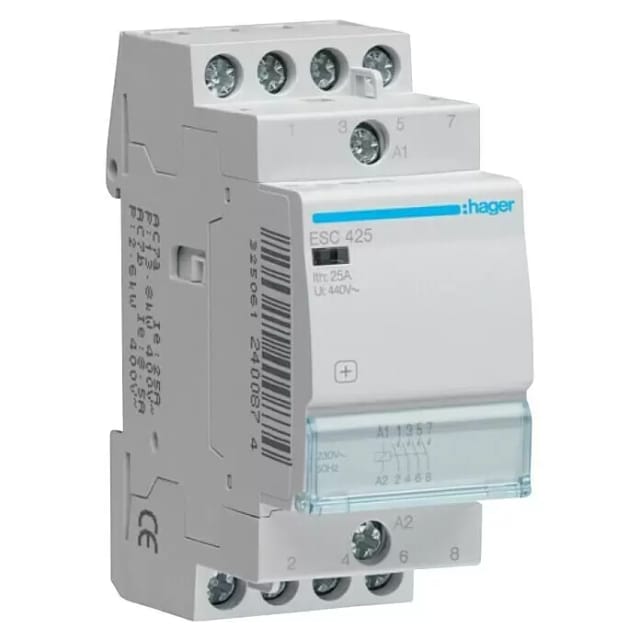Hager Contactor 25a 4no 24v 2m