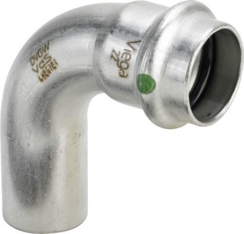 Viega Sanpress Inox bend 90° 54 Stainless steel/bright 435769