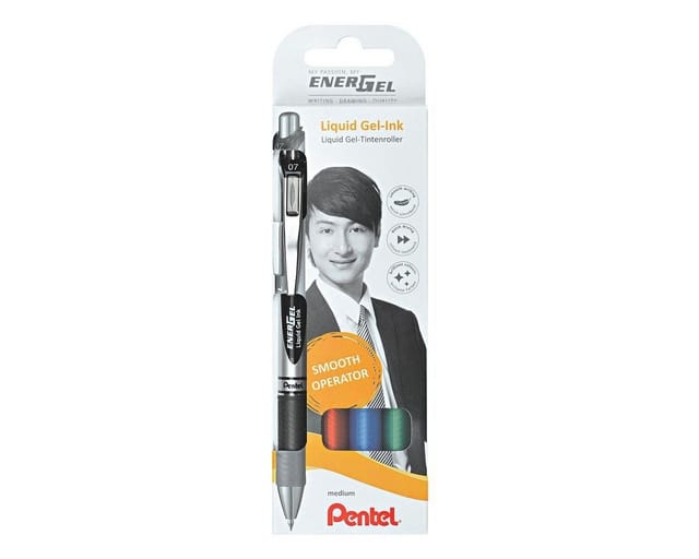 Pentel BL77-4 Energel 0.7mm - 4-Pack (Black - Red - Blue - Green)