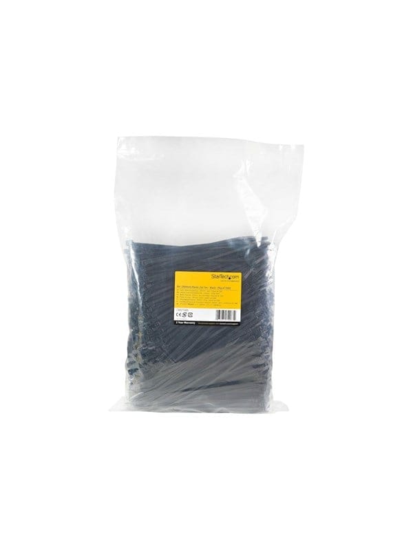 StarTech.com 8"(20cm) Cable Ties 2-1/8"(55mm) Dia 50lb(22kg) Tensile Strength Nylon Self Locking Zip Ties UL Listed 1000 Pack Black (CBMZT8BK) - cable tie