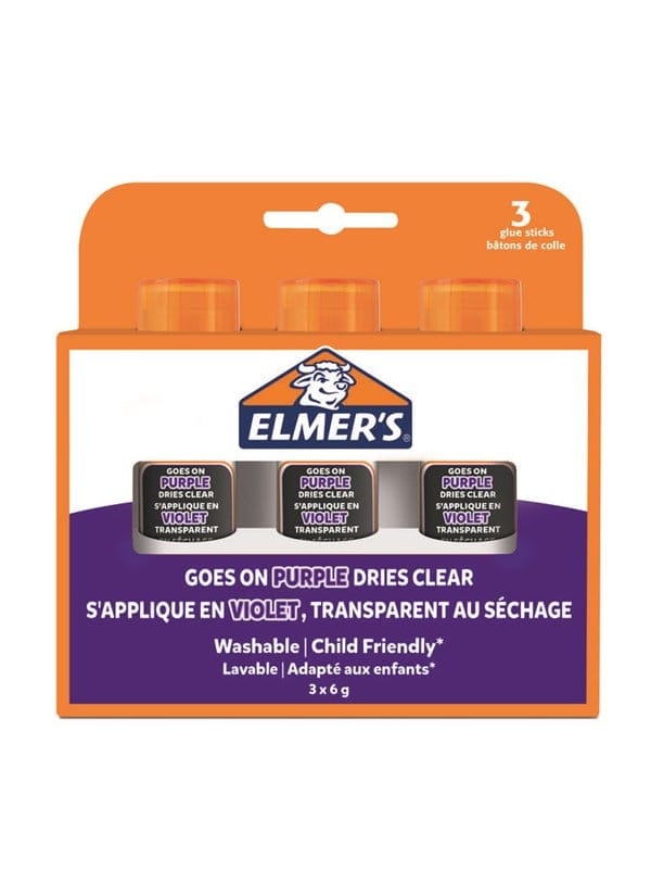 Elmer's lila Klebestift | trocknet klar | 6 g | 3 Stück