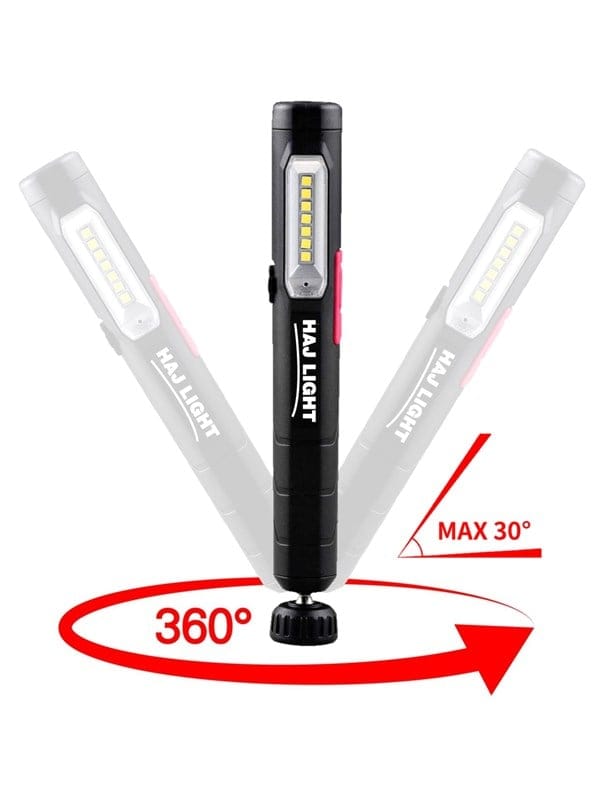 Haj Light Rechargeable pen-light 220+80 lumen Magnet in clip Magnet in swivel base