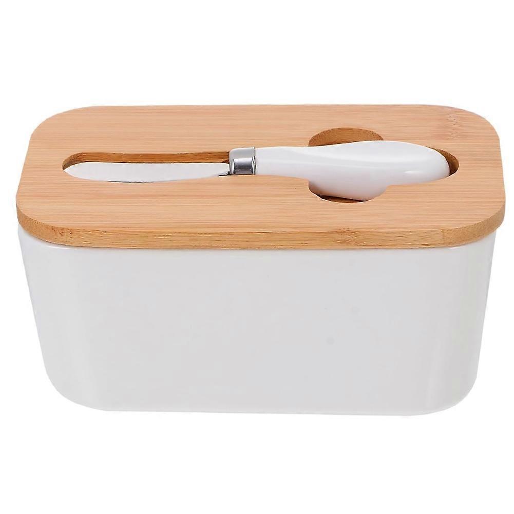 Keramik-butterdose Mit Deckel Und Butterausstecher, Ideal Für Zuhause, Bäckereien Und Restaurants. Flecken- Und Kratzfest, Inklusive Butterlöffel.
