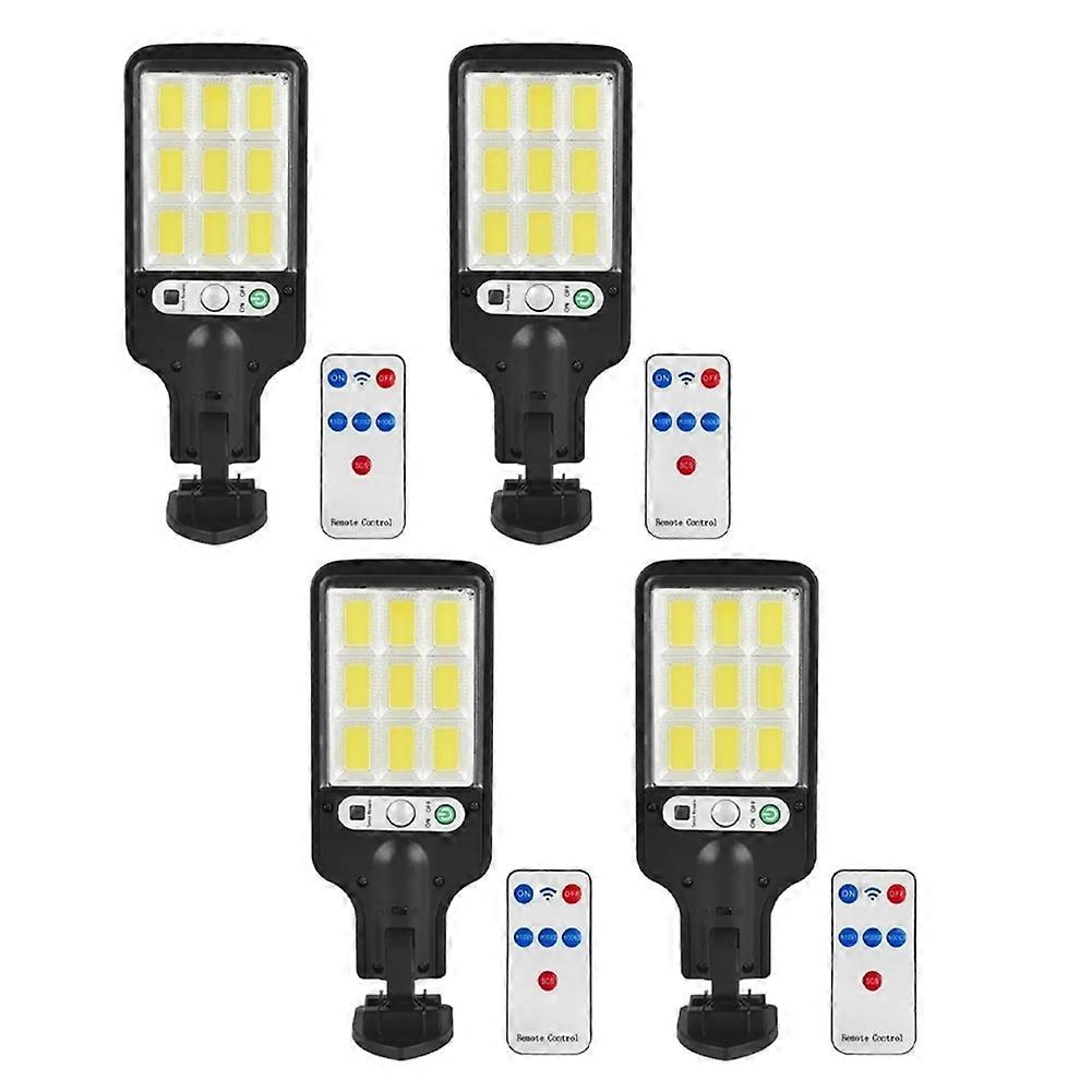Set Mit 4 Wasserdichten Solarstraßenlaternen Mit Sensor Und Fernbedienung, Für Den Außenbereich, Mit Integrierter Sicherheitsbeleuchtung, Ideal Für Garten, Terrasse Und Einfahrt.