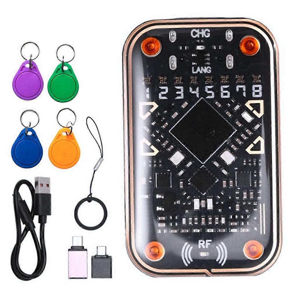Chameleon V2.0 Rfid-chip-lesegerät, Smartcard-emulator, 125k 13,56m Ic-id-dekodierung, Nfc-duplikator + 2 Uid/cuid-schlüsselanhänger