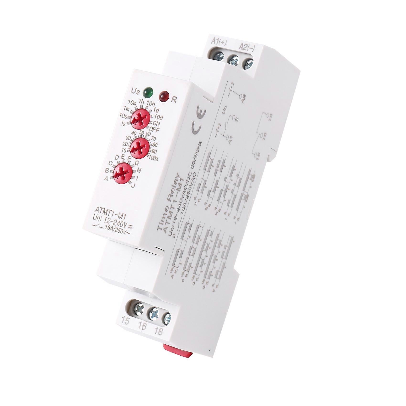 Multifunktions-zeitrelais 16 A/250 V Ac, Din-schienenmontage, 12–240 V Ac, Mit 10 Wählbaren Funktionen, Atmt1-m1