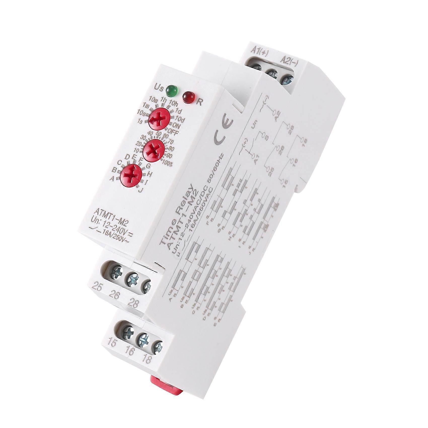 Multifunktions-zeitrelais 16 A/250 V Ac, Din-schienenmontage, 12–240 V Ac, Mit 10 Wählbaren Funktionen, Atmt1-m2