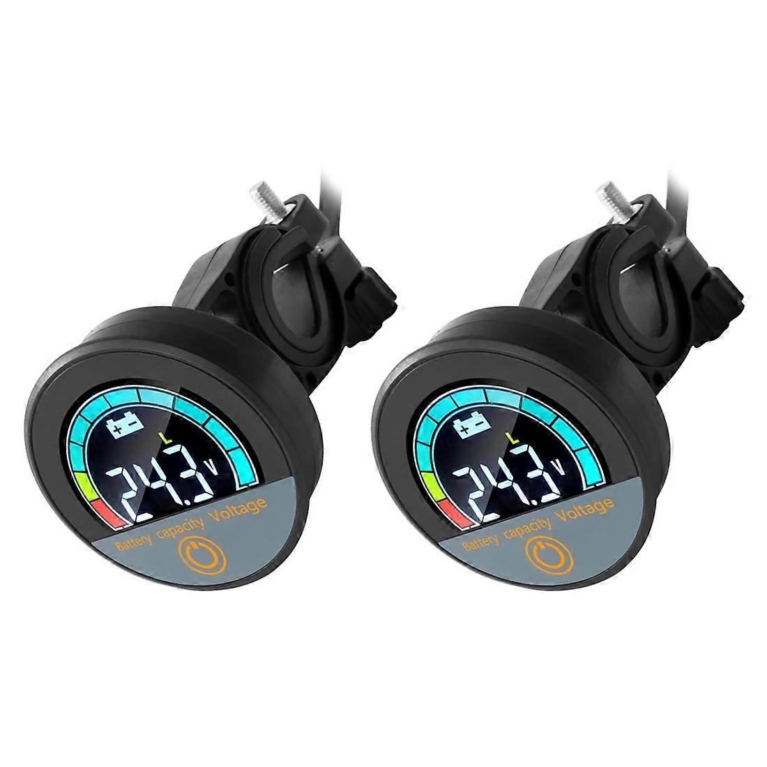 5918 Dc8-100v Wasserdichtes Digitales Rundvoltmeter, Batteriekapazitätsmonitor, Kfz-spannungstester, Batteriestandsanzeige (2er-pack)