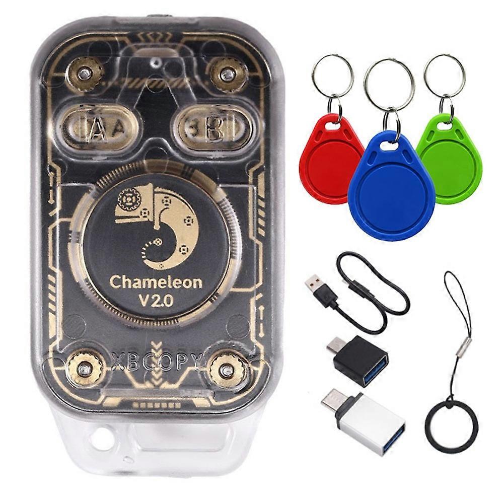 Chameleon V2.0 Rfid-chip-lesegerät, Emulator, Nfc-duplikator, 125k-kartendecoder, 13,56 Mhz + 3xcuid Chameleon Ultra Schlüsselanhänger