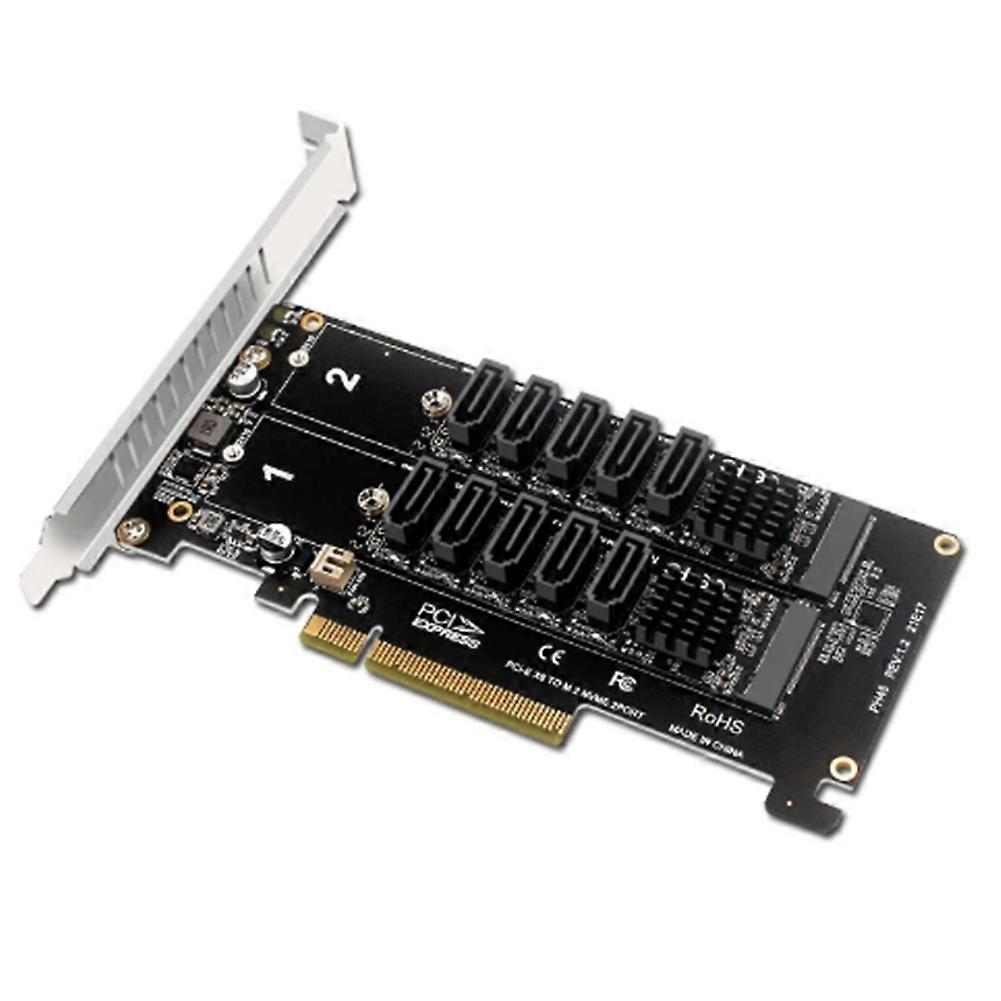 Dual-nvme-raid-pcie-x8-zu-sata-10-port-erweiterungskarte, Pcie-adapter Mit Jmb585-chipsatz