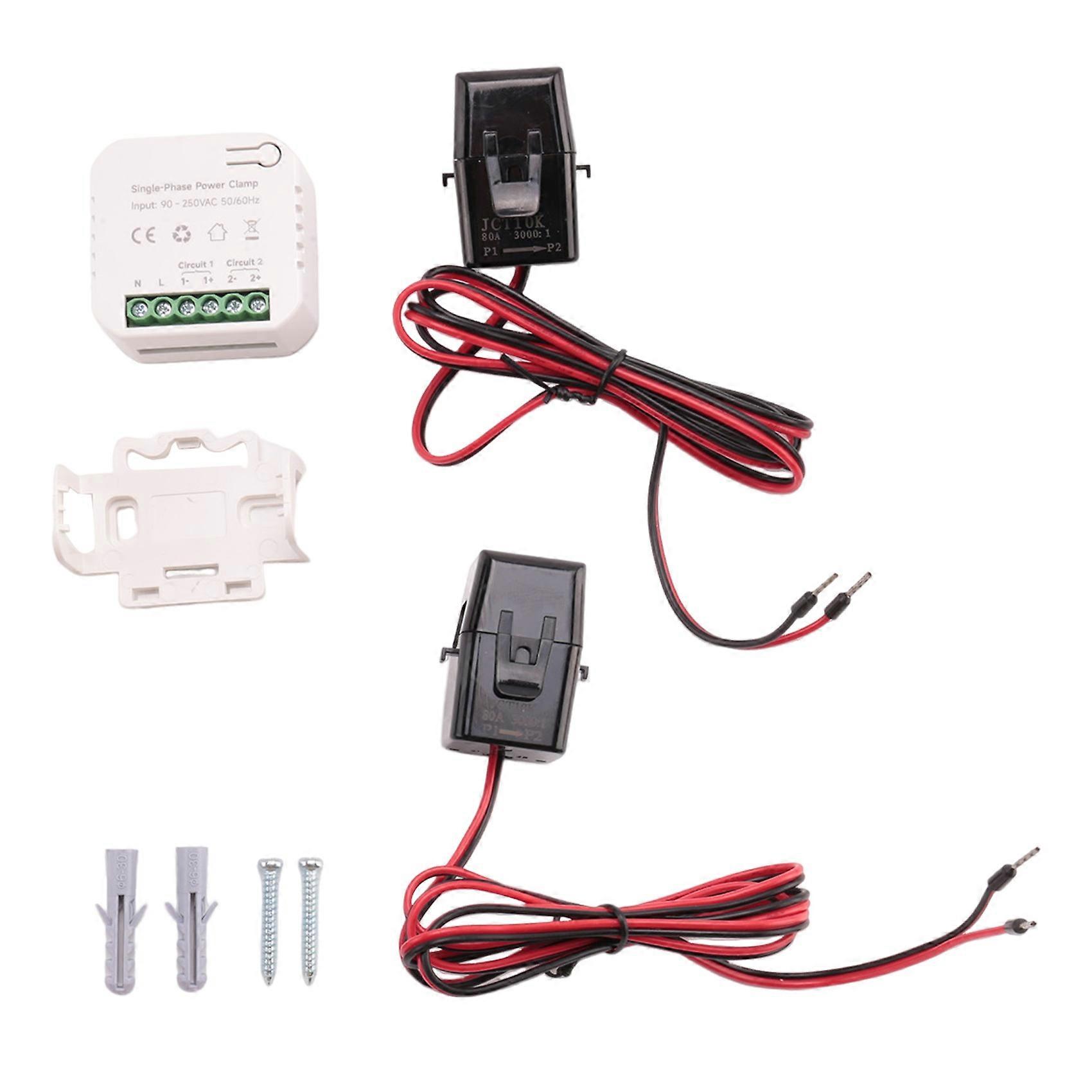 Tuya Wifi 80a Smart-energiezähler Mit Stromwandler-zangenmessgerät, Kwh-leistungsmonitor, 90-250v Stromverbrauchsstatistik (2ct)