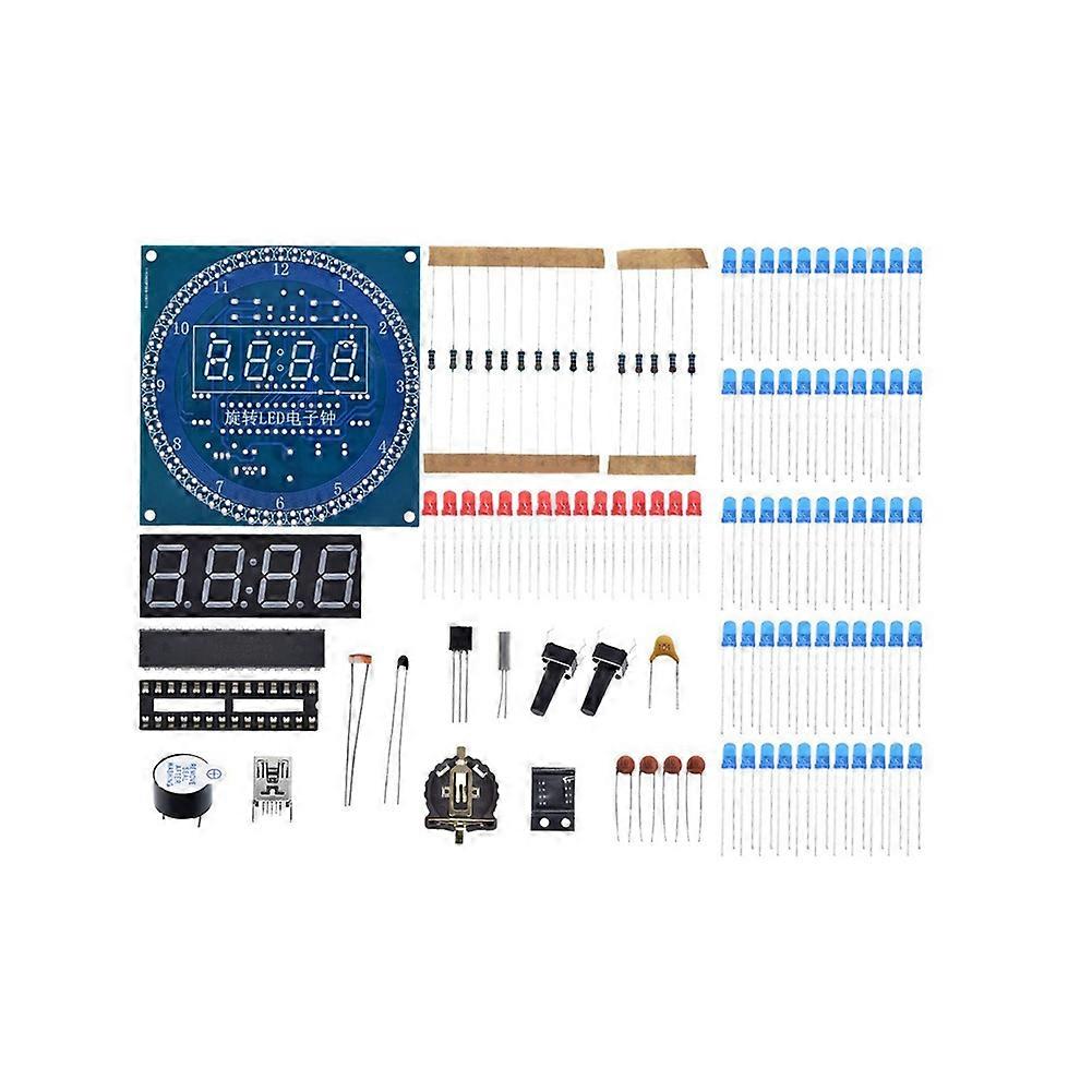 Elektronischer Digitaluhr-bausatz Mit C51-mikrocontroller, Lernplatine, Ds1302-dreh-led-anzeigemodul Und Bauteilen Für Den Selbstbau