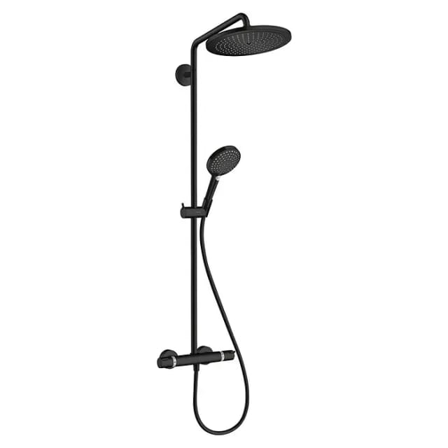Hansgrohe croma select s showerpipe 280 1jet with thermostat and hand shower raindance select s 120 3jet matt black