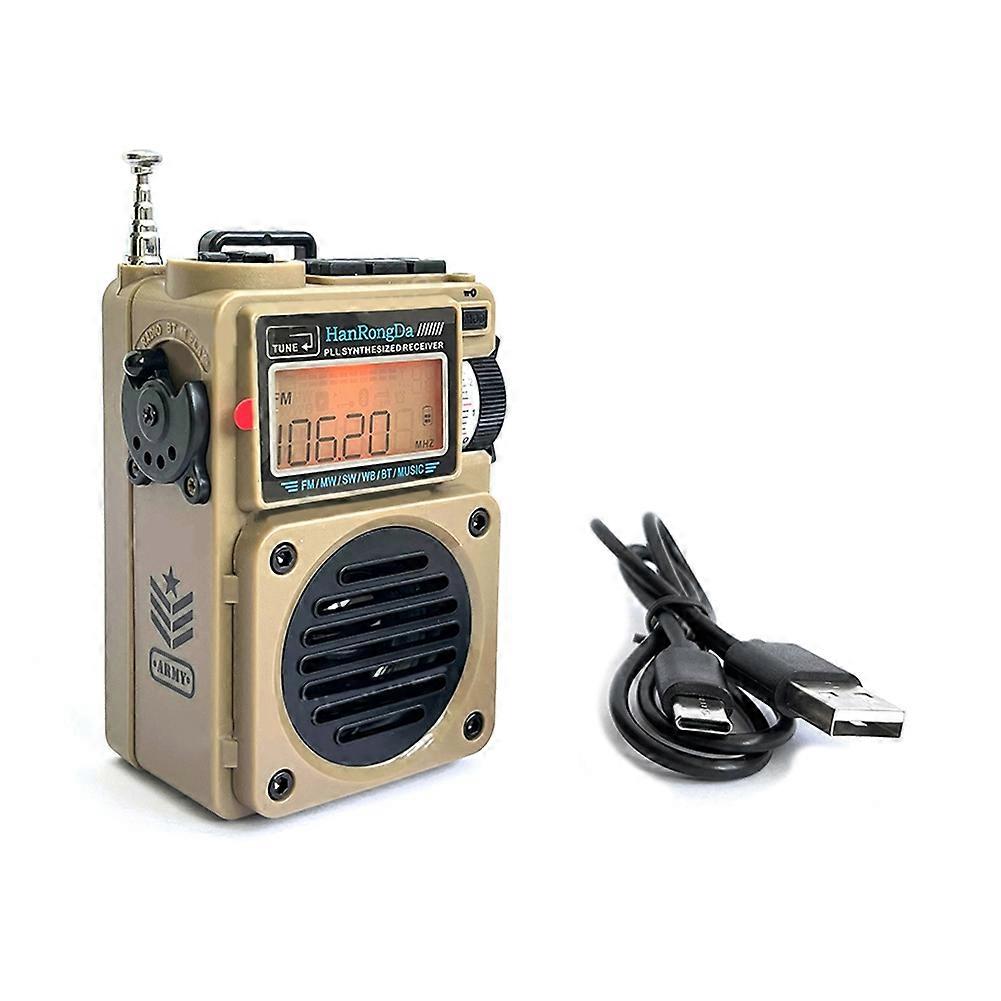 Hanrongda Taschenradio Fm Am Mw Sw Wb, Allbandempfänger, Lcd-bildschirm, Musikplayer, Bluetooth, Mp3, Tf-kartensteckplatz, Lautsprecher