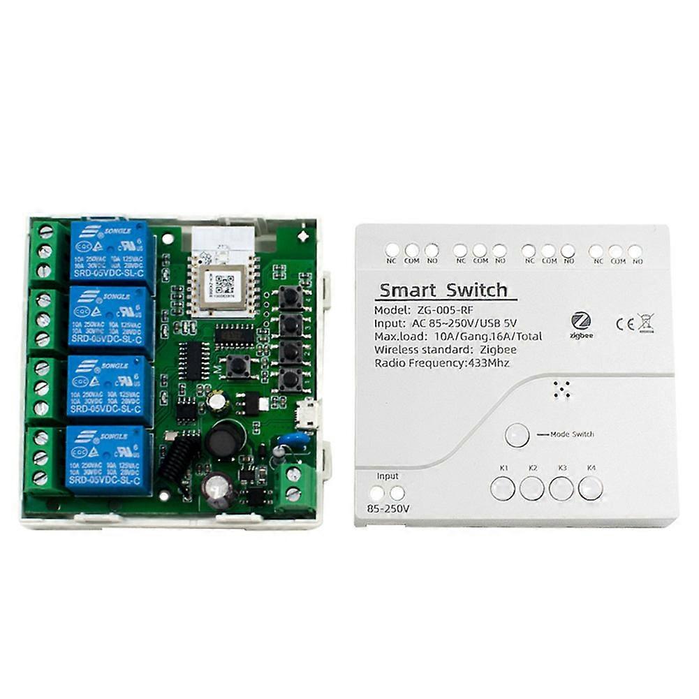 Tuya Zigbee 4-kanal Smart-schaltmodul Mit 85-250v Relais Für Smart Home, Kompatibel Mit Alexa Und Google Home Gateways.