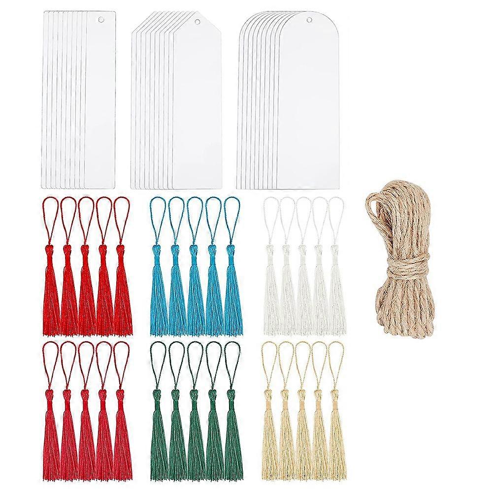 Set Mit 30 Leeren, Transparenten Acryl-lesezeichen Mit Bunten Anhängern Für Personalisierte Geschenkanhänger
