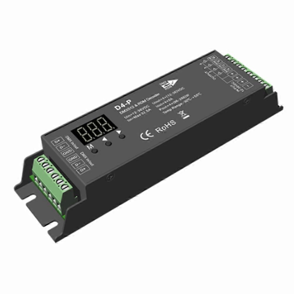 4-kanal D4-p Pwm Konstantspannungs-dmx- Und Rdm-led-decoder-controller, Digitalanzeige, Xlr3- Und Rj45-anschlüsse, Dc 12–36 V Eingang, 8 A X 4 Kanäle