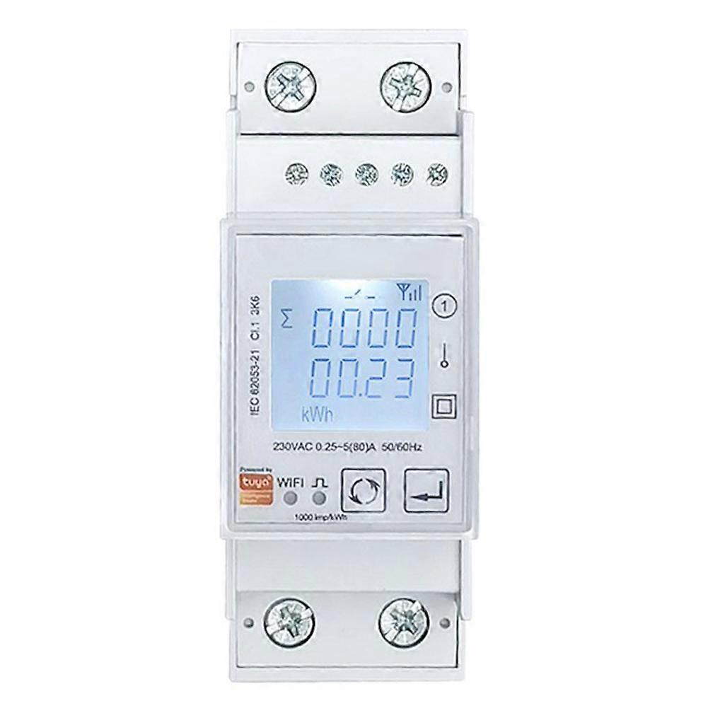 Tuya Einphasen-80a-wlan-bidirektionaler Energiezähler, Leistungsmonitor, Wattmeter, Voltmeter, Amperemeter, 110–240 V Wechselstrom