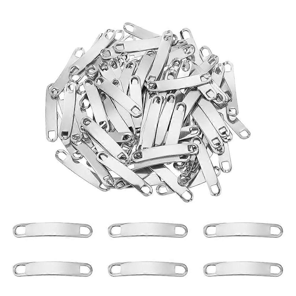 100 Gravierbare Blanko-anhänger, 34-mm-edelstahlverbinder, Gebogene Metallanhänger, Gravierbare Blanko-anhänger