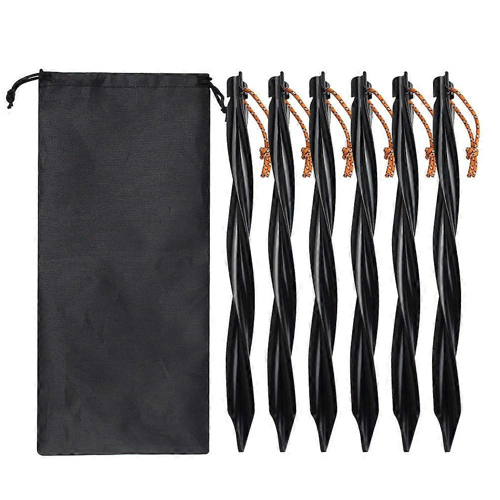 Set Mit 6 25 Cm Langen Heringen Inklusive Aufbewahrungstasche, Winddicht, Für Camping. Zeltbefestigungszubehör, Schwarz.