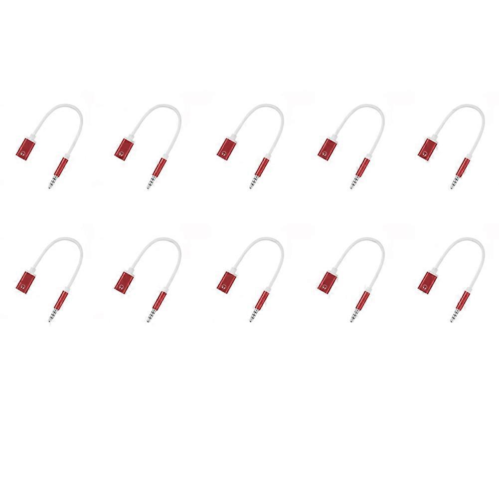Packung Mit 10 Adaptern Für Analoge Audio-kopfhörer (3,5-mm-klinkenstecker Auf Usb-c-buchse), Rot.