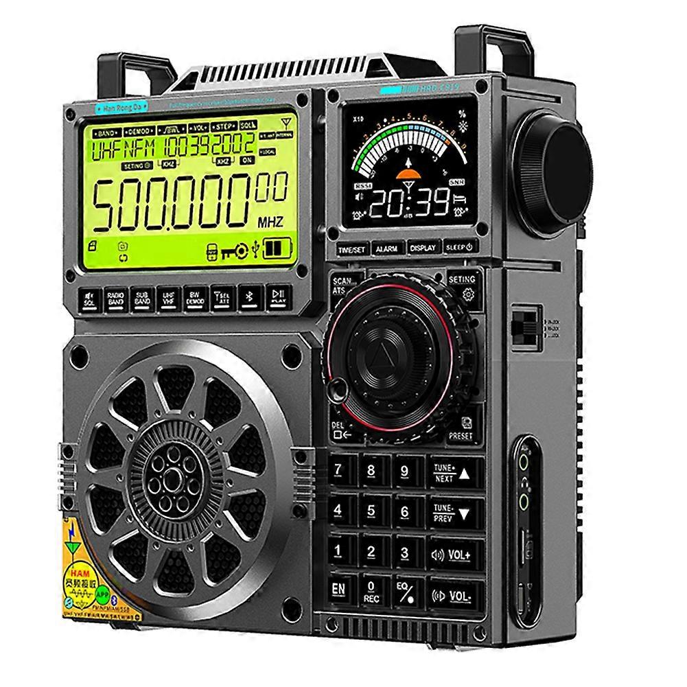 Hanrongda Hrd-c919 Tragbarer Multiband-radioempfänger (air, Fm, Mw, Sw, Vhf, Uhf, Wb), Eisengrau