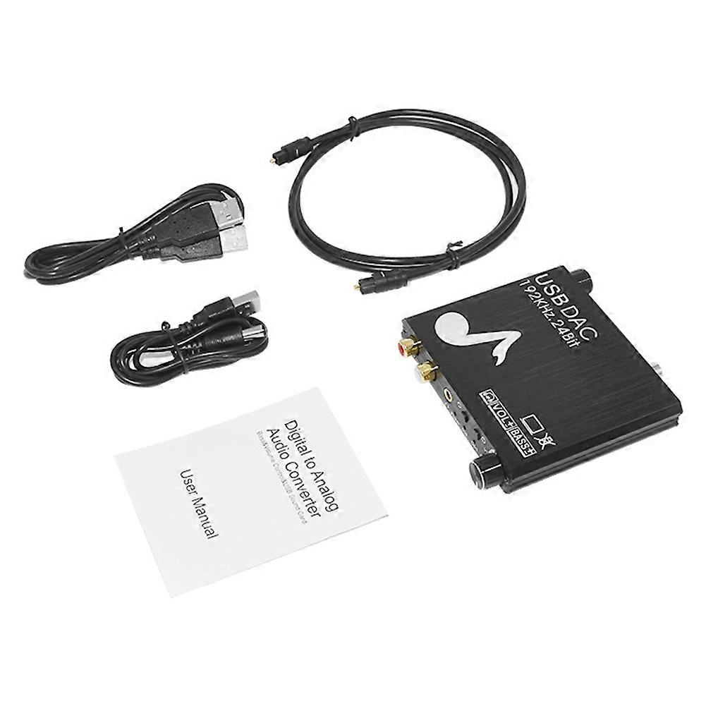 192 Khz 24-bit Usb-digital-analog-wandler Mit Bass- Und Lautstärkeregelung, Toslink-koaxialausgang Auf Linken/rechten Analogen Stereo-cinch-ausgang