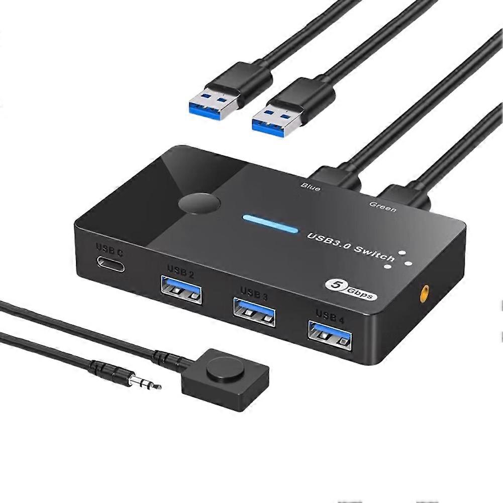 Usb 3.0 Kvm-switch 2 Eingänge/4 Ausgänge: Gemeinsame Nutzung Eines Host-laptops Über Usb 3.0 Zu Usb-c (gemeinsame Nutzung Von Maus, Tastatur Und Drucker).