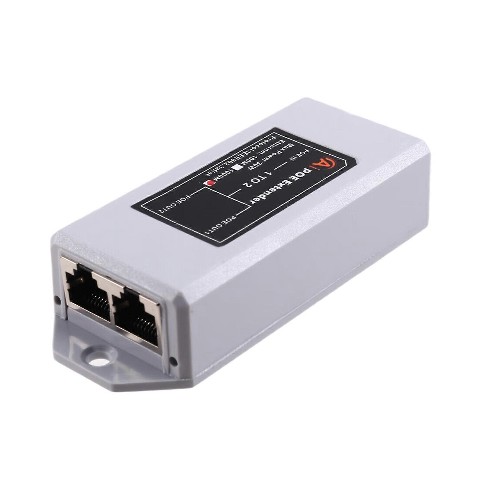 Gigabit-poe-repeater Mit 2 Ports, 1000 Mbit/s – Ieee 802.3af/at Für Ip-kameras/nvrs/access Points, Reichweite 100 M