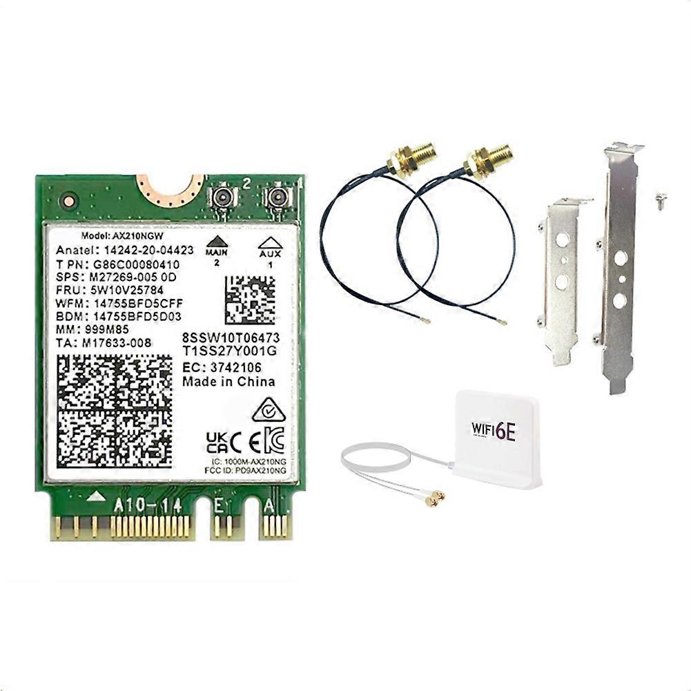 Ax210ngw-karte + Magnetische Wifi6e-antenne, Tri-band-bluetooth-5.3-adapter (2,4 Ghz/5 Ghz/6 Ghz), 5374 Mbit/s Durchsatz Für Laptops