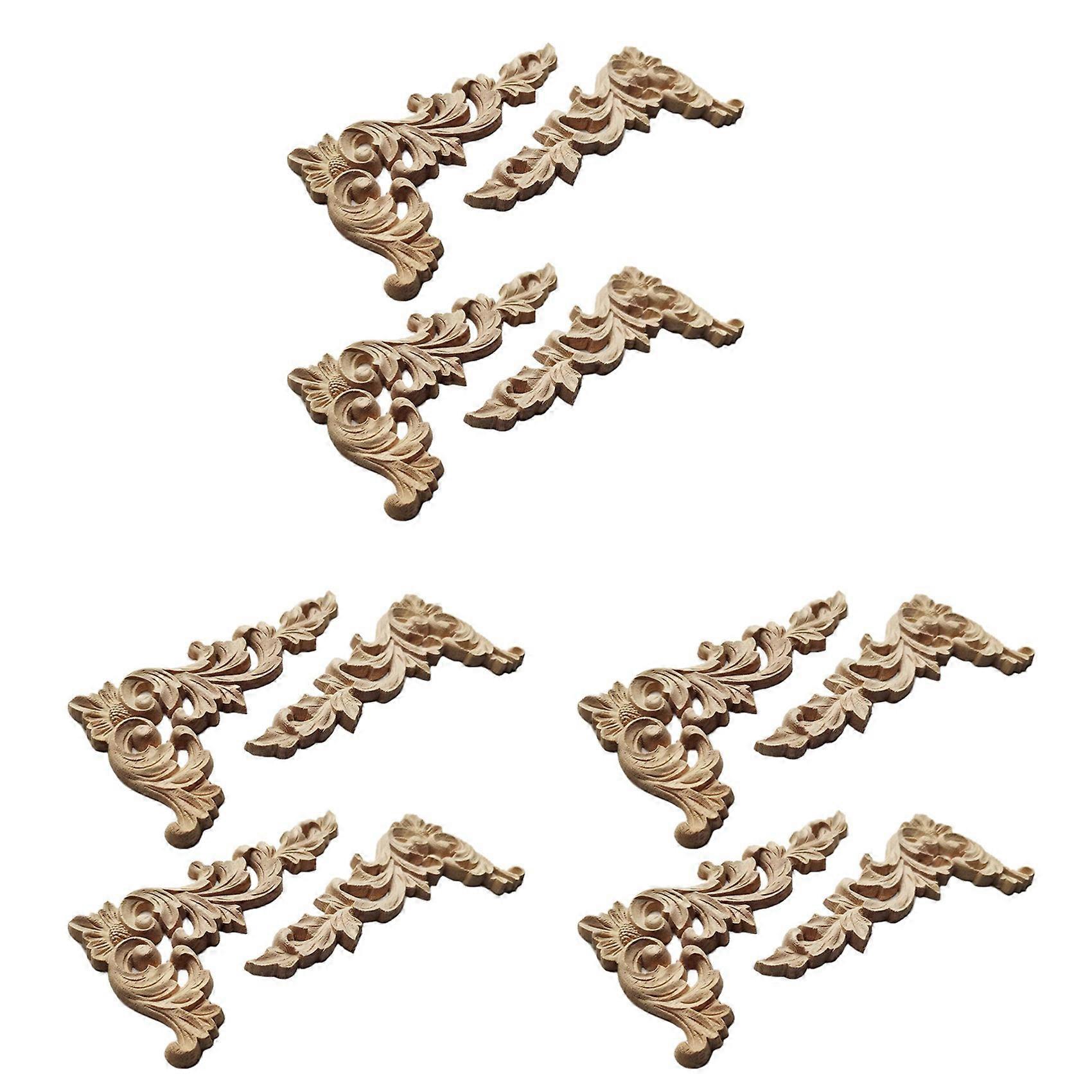Set Aus 12 Unbemalten, Geschnitzten Eckwandleuchten Aus Holz Zur Dekoration Von Wohnmöbeln (a)