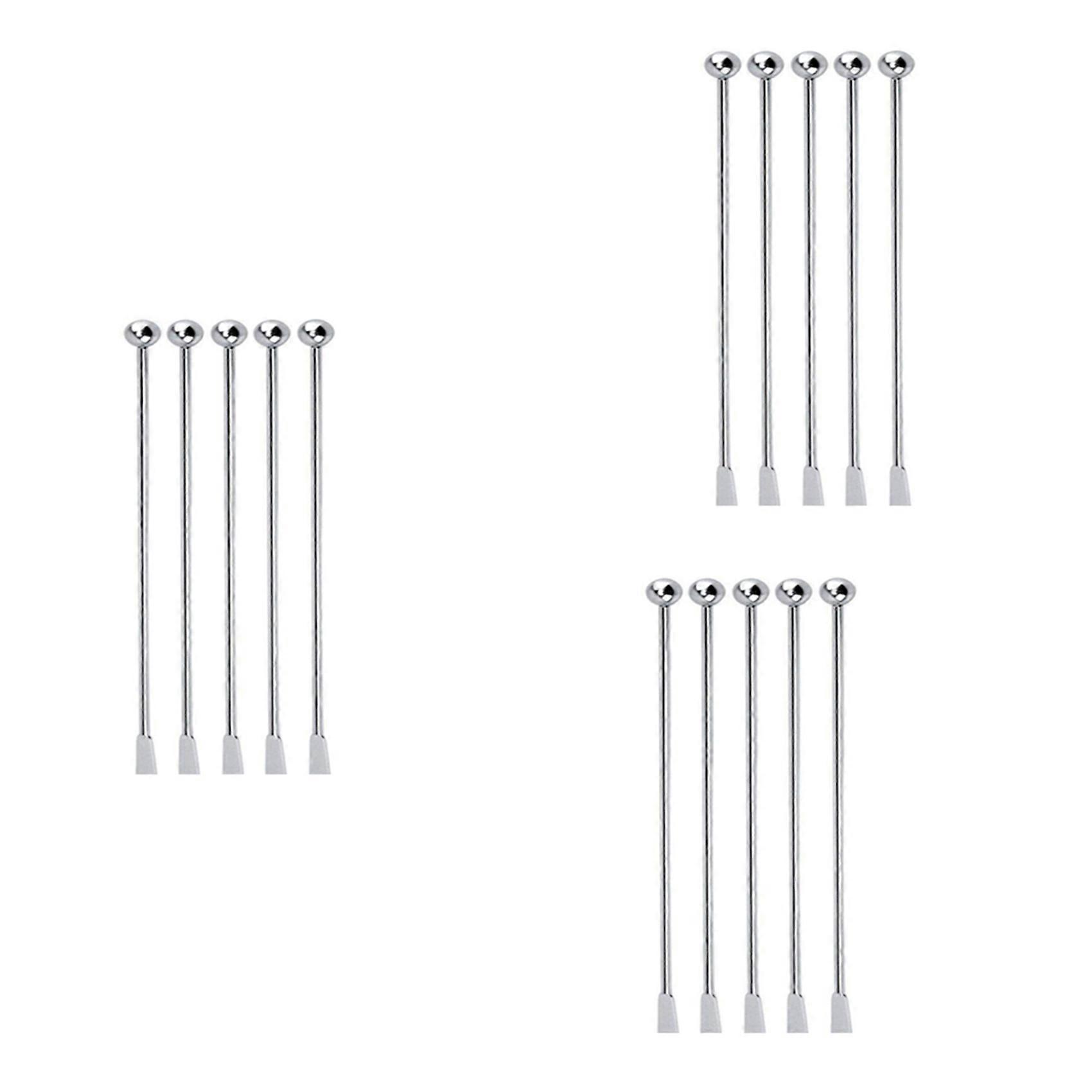Set Mit 15 Wiederverwendbaren Rührstäbchen Aus Silberfarbenem Edelstahl Für Cocktails, Kaffeegetränke Oder Andere Getränke.
