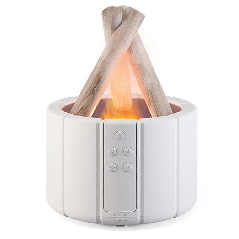 Luftbefeuchter Mit Simulierter Flamme, Ultraschall-kaltnebel-luftbefeuchter, Led-lampe Für Ätherische Öle, Weiß