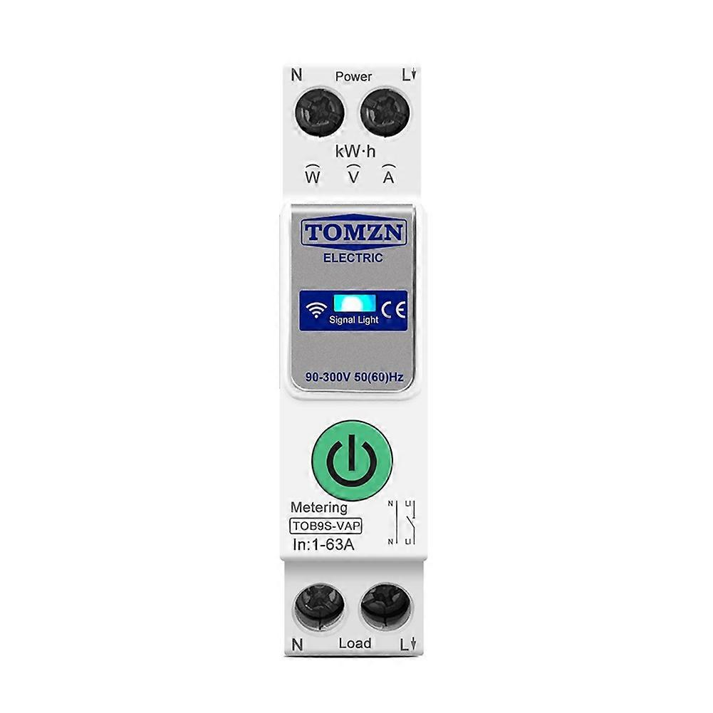 Tomzn Tob9s-vap Tuya Smartlife 63a 1p+n Smart Wi-fi Schalter Energiezähler Kwh Messung Überwachung Schutzschalter Zeitrelais Mcb