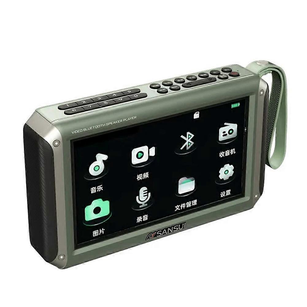 Sansui Fm55 7-zoll-radio, Fm-empfänger, Mp4-player, Stereolautsprecher Mit Subwoofer, Bluetooth Und Aufnahmefunktion, Tf-kartenleser Und Usb-anschluss (grün).