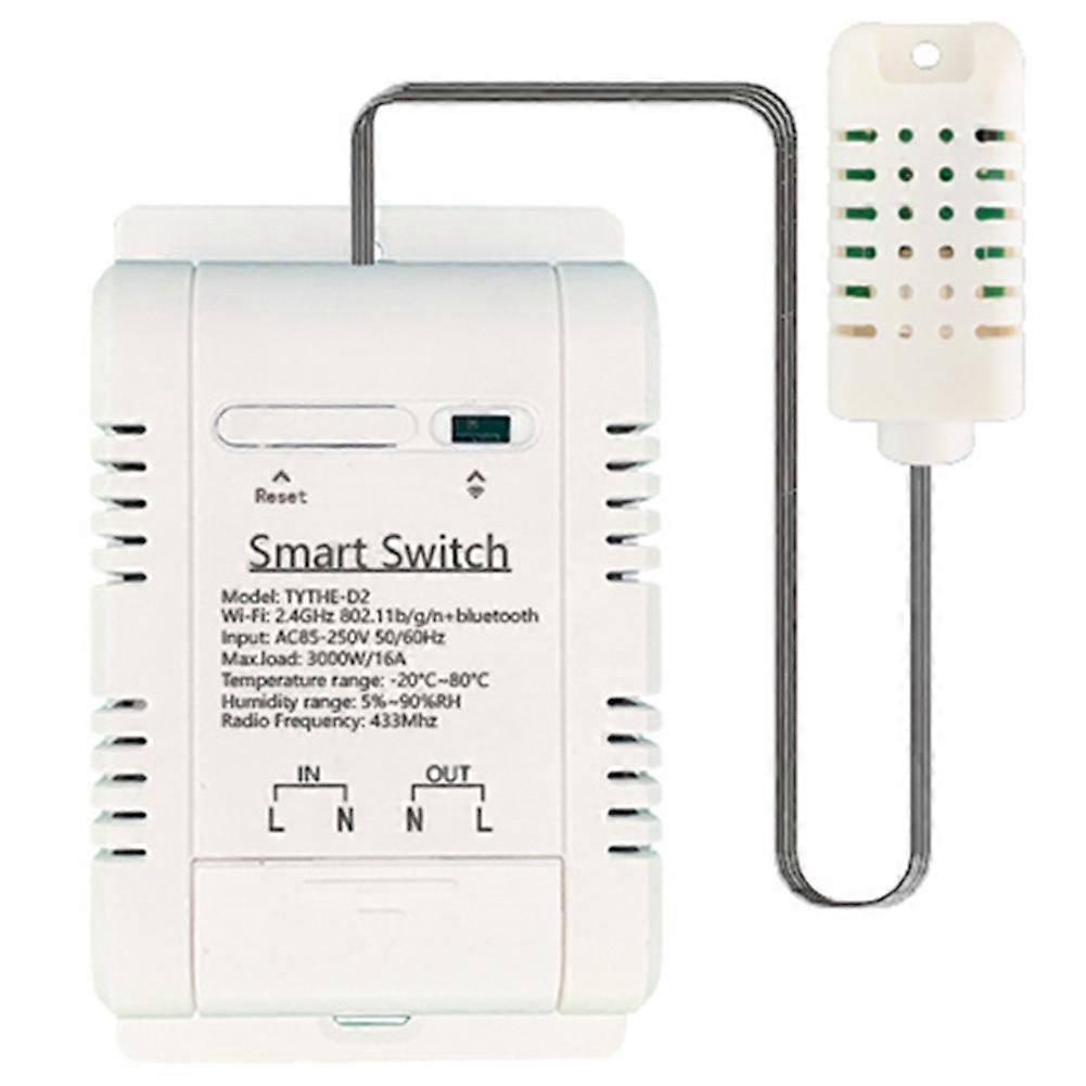 Tuya Th-16 Wlan-schalter Mit Energieverbrauchsüberwachung, Temperatur- Und Feuchtigkeitsregler, Alexa-kompatibel