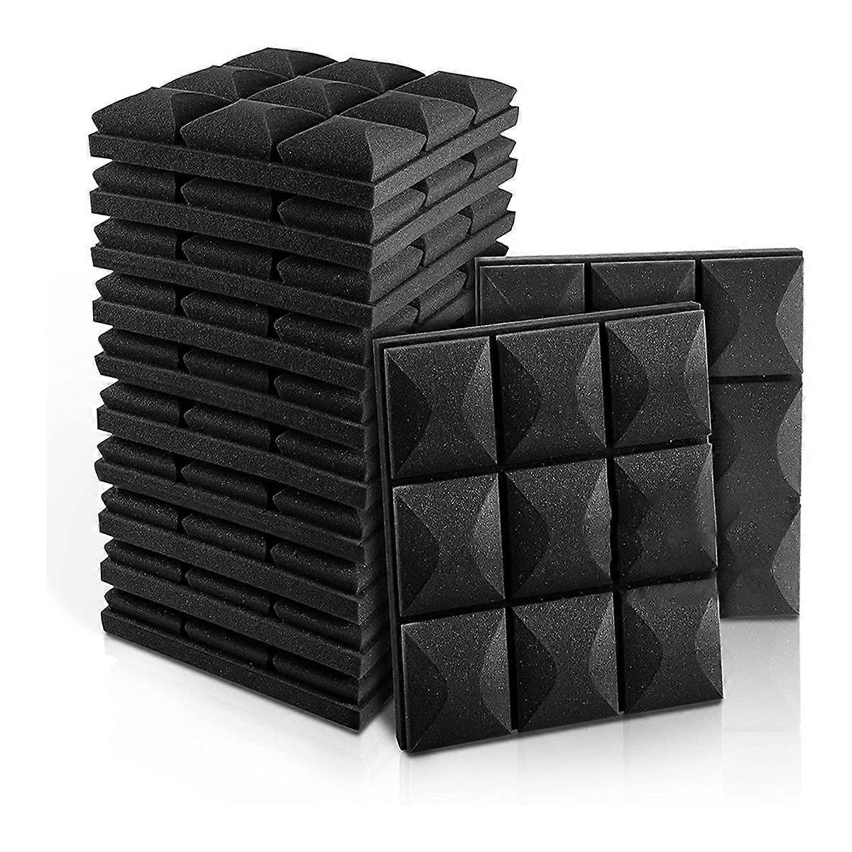12er-pack Akustikschaumstoffplatten Zur Schalldämmung Von Studio- Und Karaoke-raumwänden – Schwarz