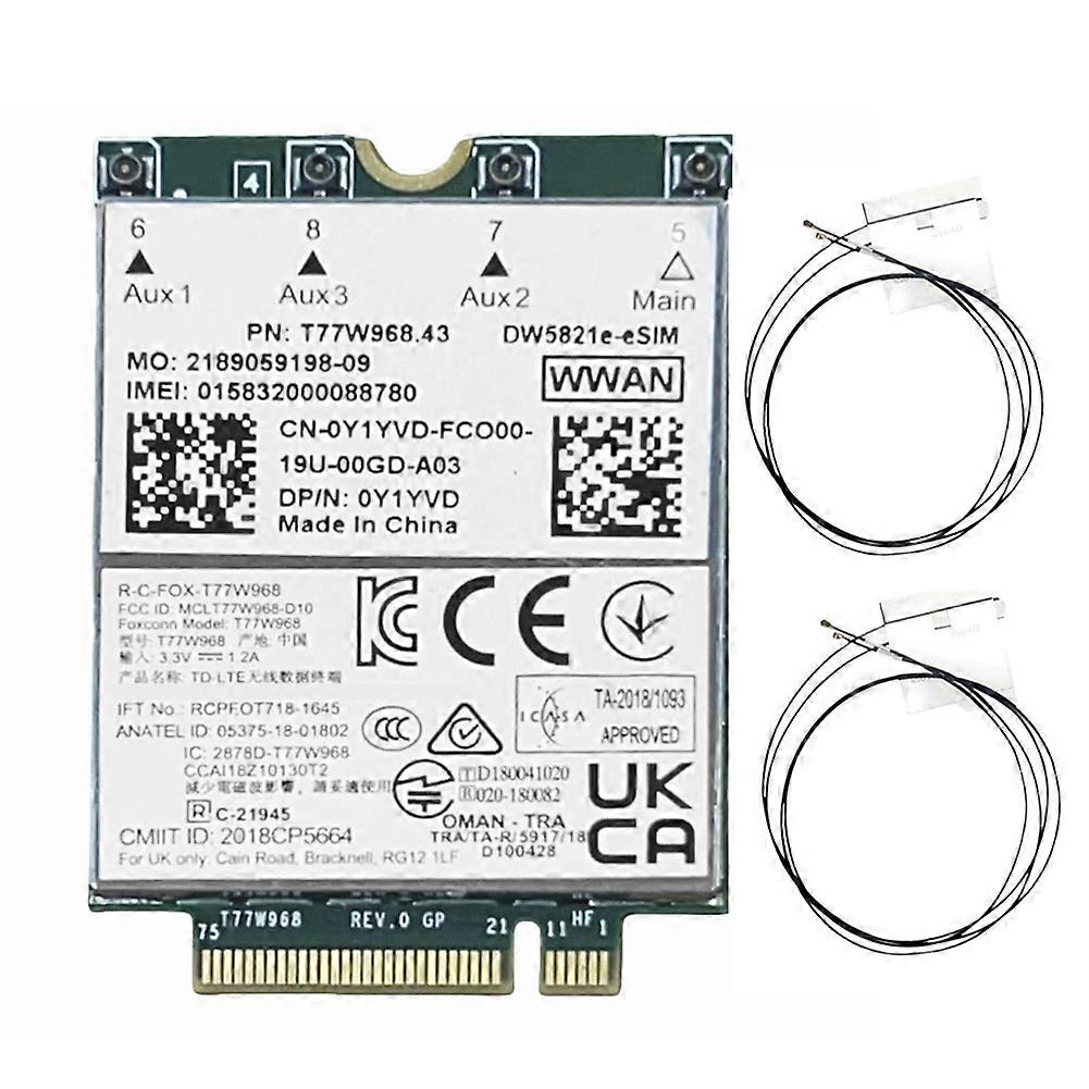 4g Lte E-sim Modul T77w968 Dw5821e Cat16 1 Gbit/s Fdd-lte Tdd-lte + 4 Antennen Für Dell 5420, 5424, 7424 Und 7400